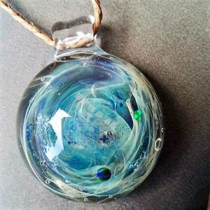Unique Ash Infused Glass Memorial Pendant or Keyring