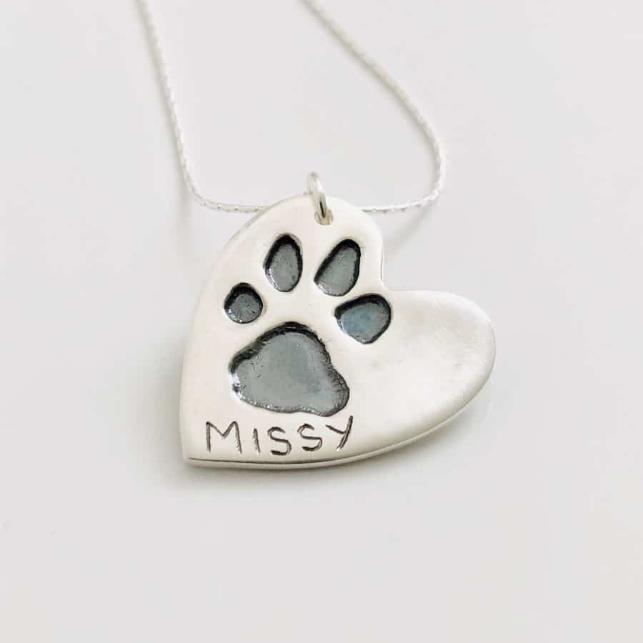 Gold Plated Silver Paw Print Name Necklace | Jewellerybox.co.uk