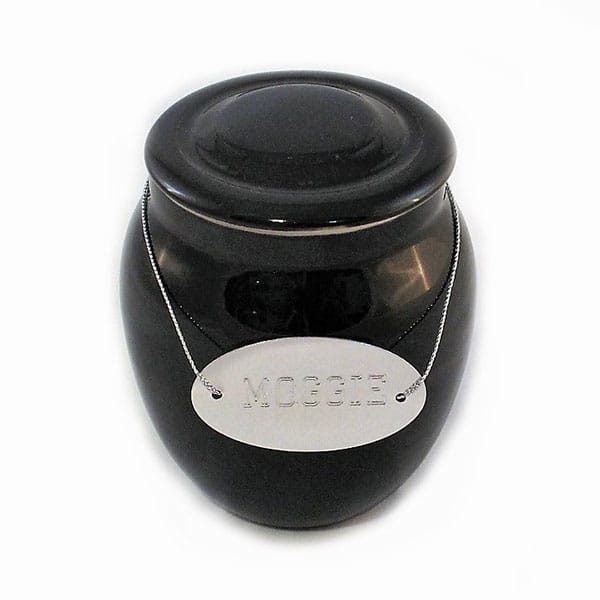 black porcelain local made pet cremation urn